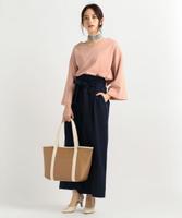 リボン付きハイウエストワイドパンツ