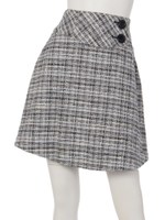 ボタン付ツイード台形スカート/イエロー