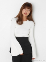 RIB FLARE SLEEVE MG TOPS/O/WHT