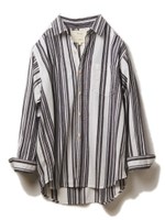 コットンリネンストライプシャツ/レッド