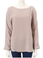 ボートネック袖折ブラウス/サックス