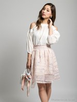 ボックスプリーツフラワースカート/ピンク