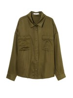 【O】オーバーミリタリーシャツ/BLACK