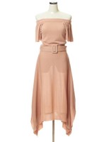 オフショルニットワンピース/ピンク