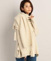 ケーブルニットタッセルショール