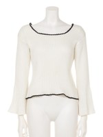 【Omekashi】手編みモチーフスクエアニット/OFF