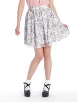 水彩花柄プリントSK/ブルー