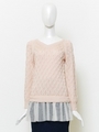 【Bonica Studio】裾チュールハニカムニット/ピンク