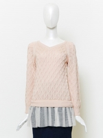 【Bonica Studio】裾チュールハニカムニット/ピンク