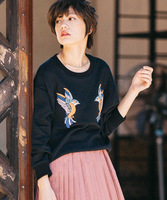 【予約】カラフルバード刺繍スウェット