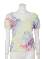 Rosey flower knit TOP/L/YEL