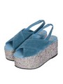 グリッター厚底サンダル/ブルー
