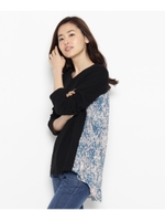 バックシフォン切り替えカットソー/ブラック(019)