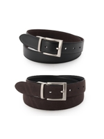 レザー×スエード リバーシブルベルト/ネイビー(593)