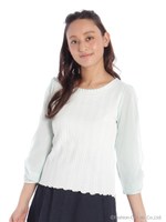 アイレットRib7分ジョーゼット袖カット 3/サックス