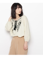 刺繍ペザントブラウス/ブラウン(042)