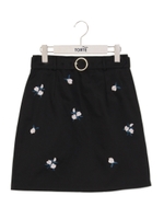 刺繍総柄ベルト付スカート/ピンク