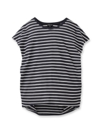 [S]シルクコットンボーダードルマンプルオーバー/カーキ(327)