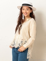 スカラップ刺繍ブラウス/ブラック