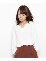 Vネックタックプルオーバー/ホワイト系(002)