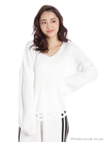クロス編みニットTOPS/WH