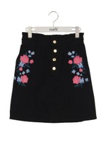 刺繍前ボタンスカート/ダークブルー