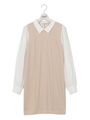 シャツ袖ポンチワンピ/グレーストライプ