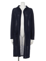 フード付きニットロングカーデ/カーキ