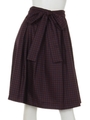 起毛千鳥タックフレアスカート/ボルドー