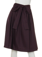 起毛千鳥タックフレアスカート/ボルドー