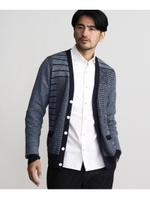 インディゴ風パッチワークニットカーディガン/ネイビー(493)