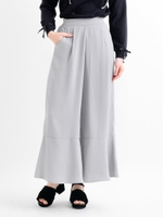 裾切り替えフレアパンツ/ベージュ柄