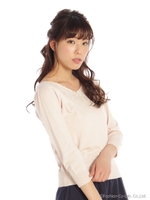 刺繍ニットプルオーバー/サックス