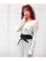 【CHILLE】フラワープリントバックリボントップス/ピンク(008)