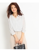 マルチストライプVネックシャツ/ホワイト系(102)