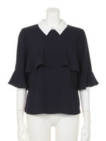 衿付きフリルブラウス/ホワイト