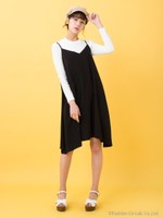 トロミイレヘムキャミワンピース+テレコトップス/クロ