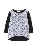 ペインティングフラワープリントニット/オレンジ(150)