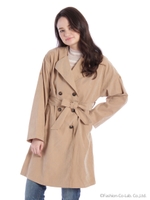 ノーカラーラフトレンチコート/ピンク