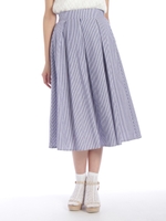 ストライプミモレ丈スカート/サックス