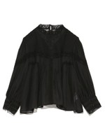 レースディティールブラウス/BLK