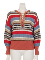 MULTI BORDER LACE UP MG TOPS/M/ORG