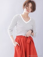 リブVネックプルオーバー/グレー