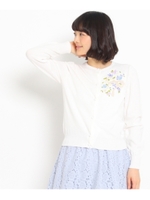 リボンインターシャ 刺繍カーディガン/ライトパープル(081)