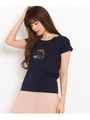 ハリネズミ刺しゅうシルケットTシャツ/ダークグレー(013)