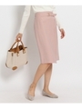 〔洗える〕マイクロギャバミディ丈スカート/ピンク(072)