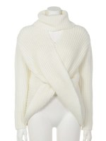クロスオープンフロントニットTOP/WHT