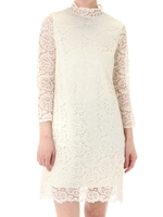 【AZUL by moussy】レースハイネックワンピース/O/WHT