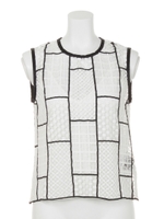 【Sov.】ブロッキングレースブラウス/ホワイト*ブラック