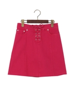 前レースアップ台形/スカート/ピンク